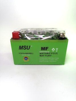 Мото Аккумулятор "MSU" Гелиевый 7Ah 12V (низкий) (YTX7A-BS) (2025г.в.) 41364 фото